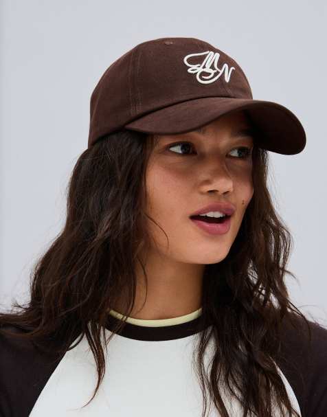 Bershka Embroidered cap in brown - view 1