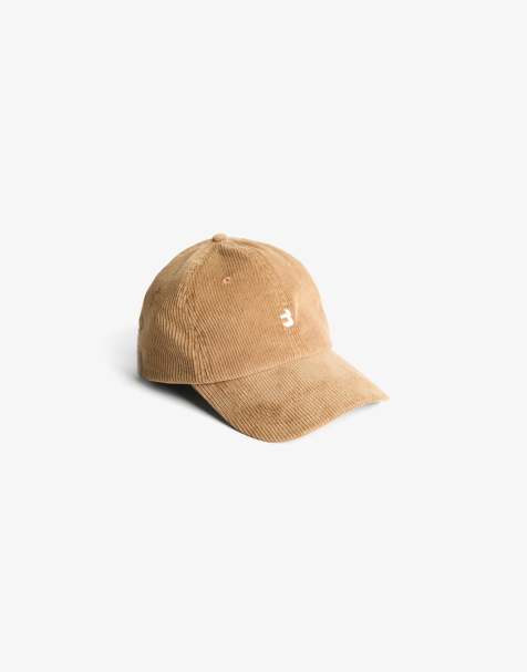 Bershka Embroidered corduroy cap in beige - view 1