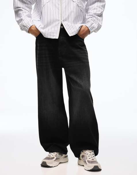 Bershka Embroidered neobarrel jeans in black - view 1
