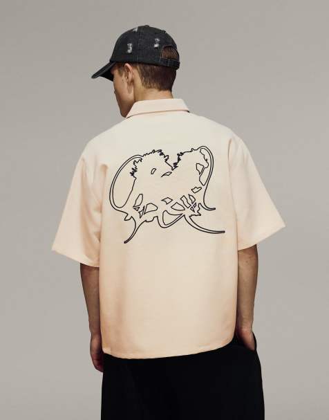 Bershka Embroidered short sleeve t-shirt in ecru