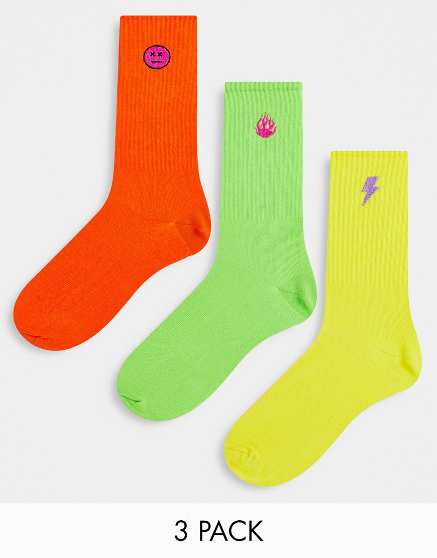 Bershka embroidered socks in multi