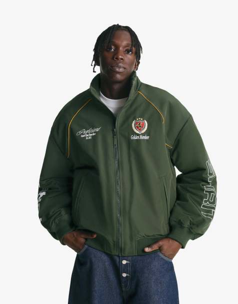 Bershka Embroidered technical jacket in khaki - view 1