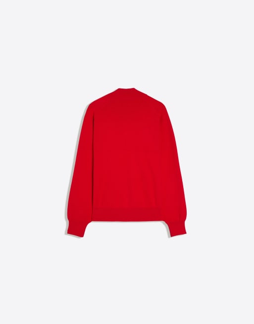Bershka Embroidered zip-up jacket in red, 6 of 6