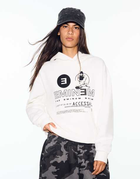 Bershka Eminem hoodie in white - view 1