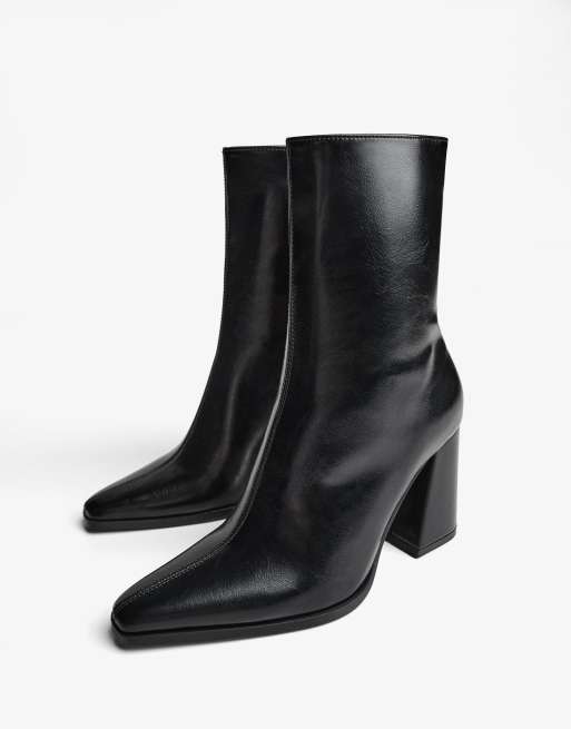 Bershka - Enkellaarzen met blokhak in zwart, 4 van 6