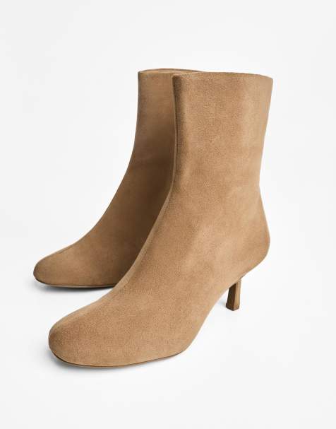 Bershka - Enkellaarzen met kitten hakken in bruin - view 1