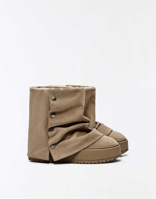 Bershka enkellaarzen met voering in beige, 3 van 6