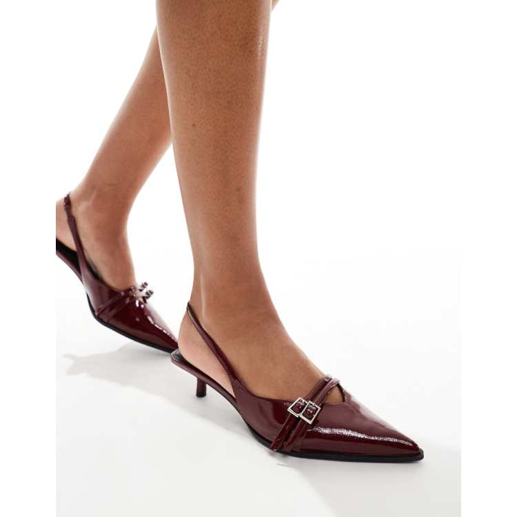 Bershka Escarpins a talon et boucles Bordeaux ASOS