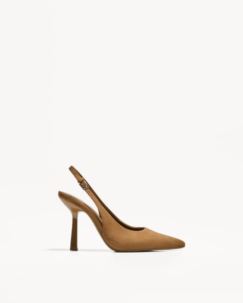 Bershka - Escarpins à talon et bride arrière - Fauve - view 1
