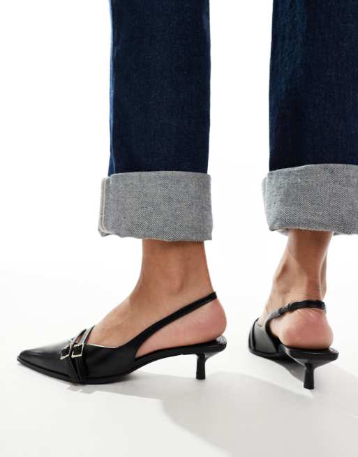 Bershka Escarpins a talon et detail boucles Noir ASOS