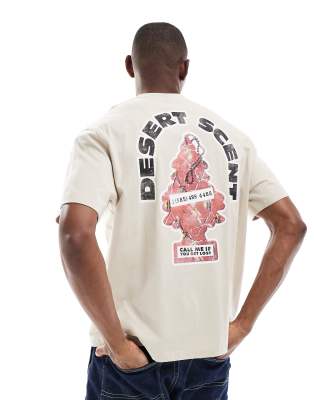 Everlast boxer T-shirt in beige-White