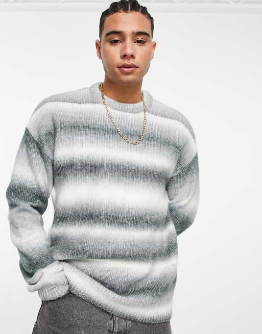 Bershka - Exclusives - Oversized gestreepte trui in grijs