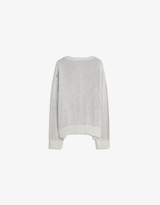 Bershka Faded-effect mesh sweater in grey