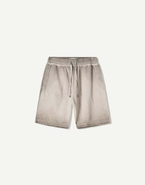 Bershka faded effect waffle knit bermuda shorts in light grey - view 1