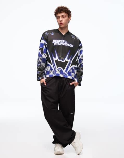 Bershka Fast & furious long sleeve t-shirt in black