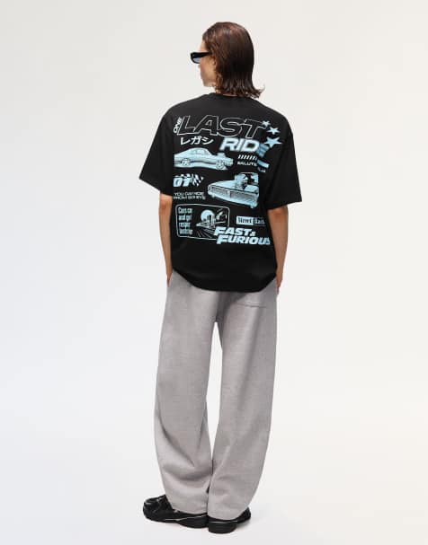 Bershka – Fast & Furious – Svart t-shirt med korta ärmar och tryck - view 1