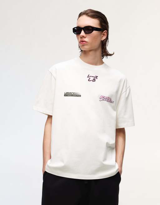 Bershka - Fast & Furious - T-shirt bianca a maniche corte con stampa, 2 di 3