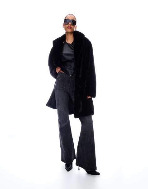 Bershka Faux fur coat in black - view 1