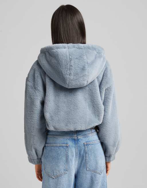 Bershka Cozy Faux Fur Jacket - Gem