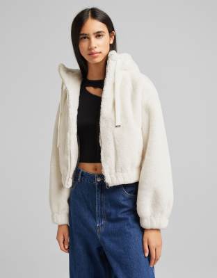 faux fur white coat