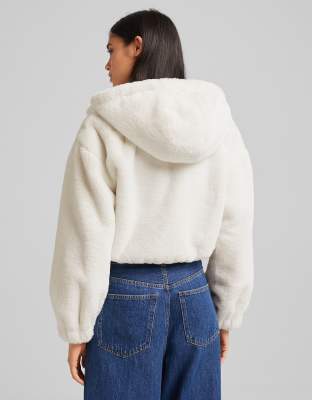 bershka fur hooded jacket