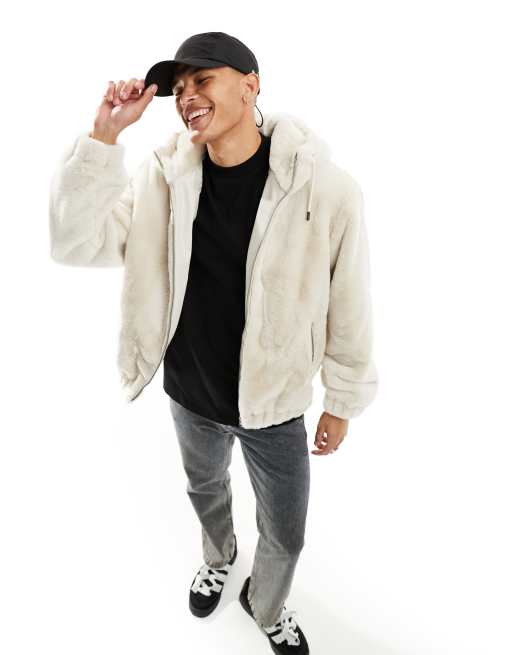 Men's White Faux Fur Jacket 