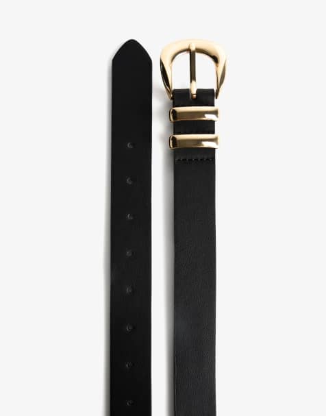 Bershka Faux leather belt in black - view 1