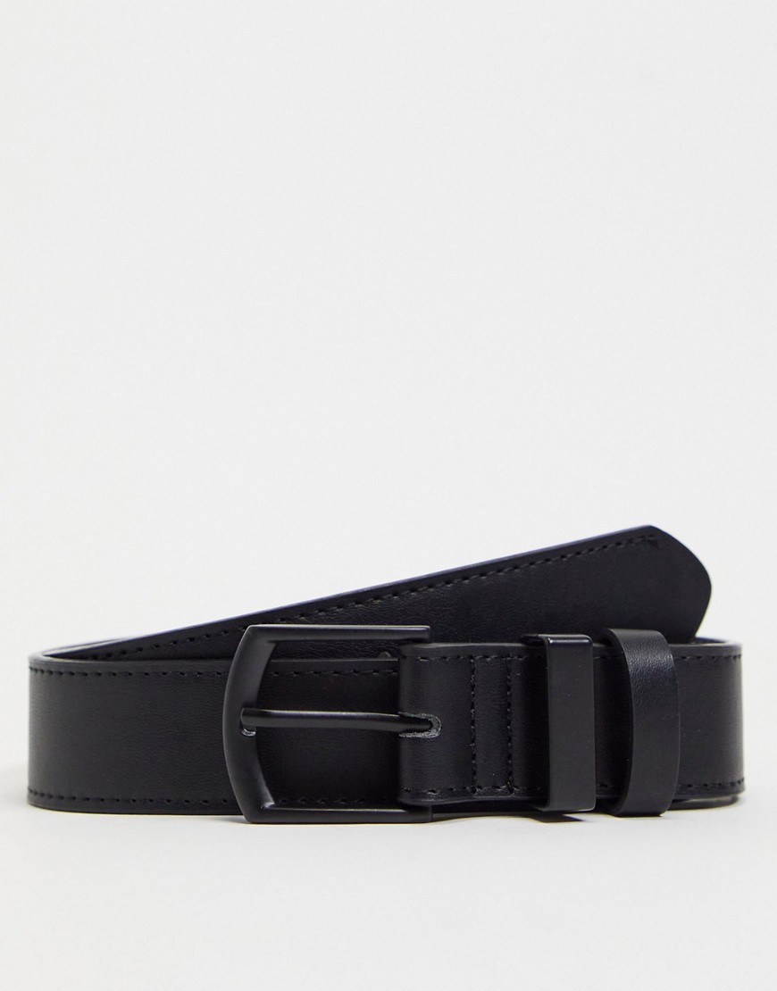 Bershka faux leather belt in black