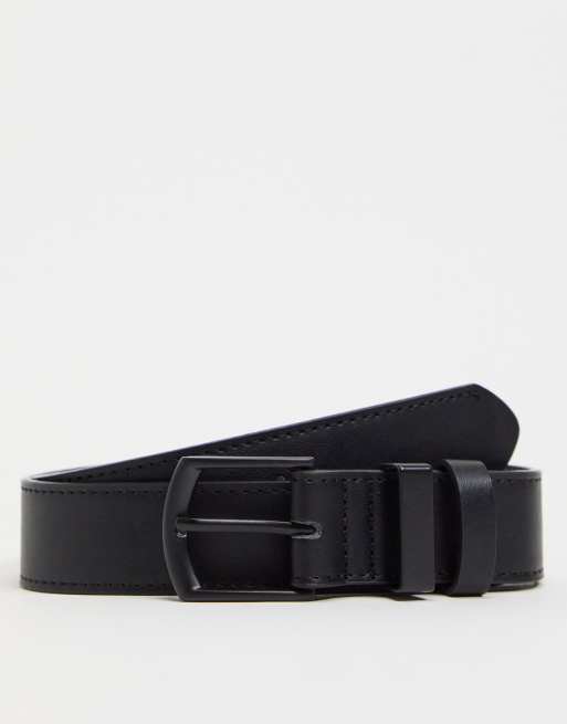 Bershka faux leather belt in black | ASOS