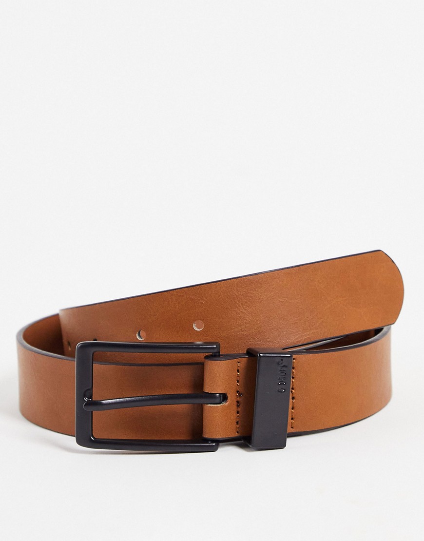Bershka faux leather belt in tan-Brown