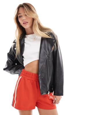 Bershka cropped biker on sale jacket