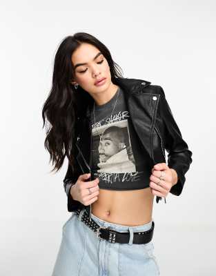 Bershka Faux Leather Biker Jacket