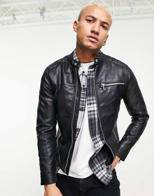 Bershka Faux Leather Biker Jacket