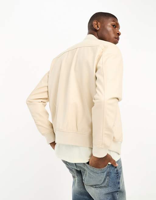 Ecru faux fur bomber jacket