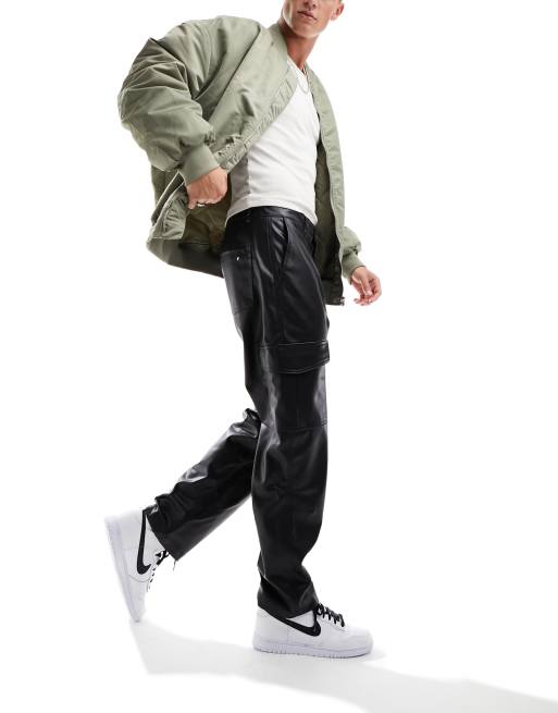 Mens leather hot sale cargo pants