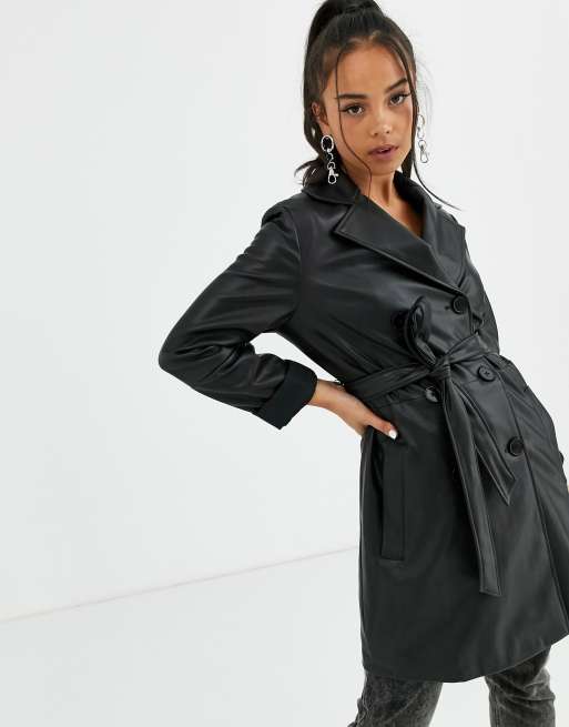 faux leather double breasted jacket
