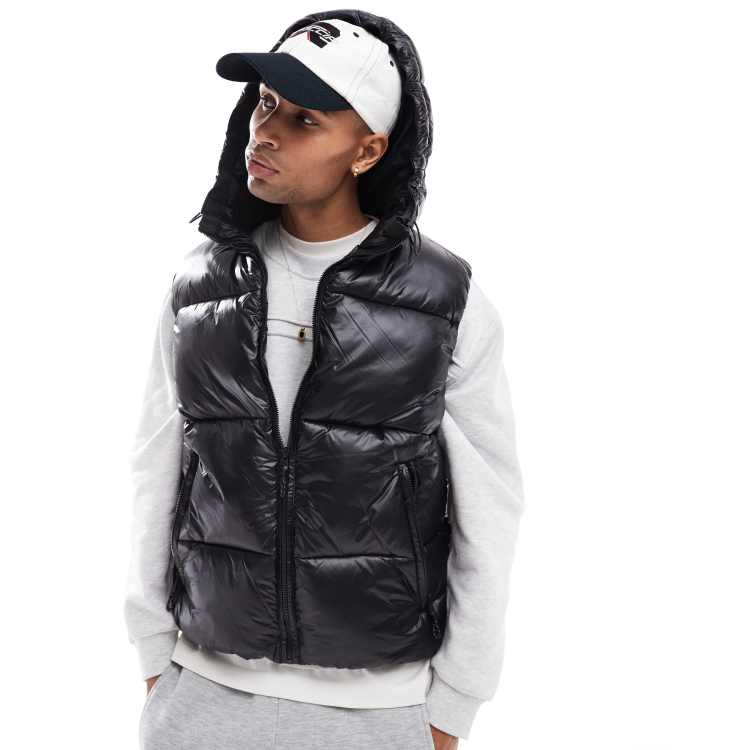 Bershka faux leather gilet in black ASOS