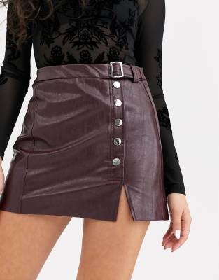 Bershka red hot sale leather skirt