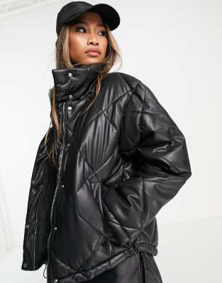 black quilted oversized coat