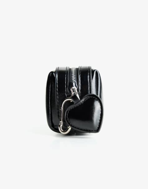 Bershka Faux leather pencil case in black - view 1