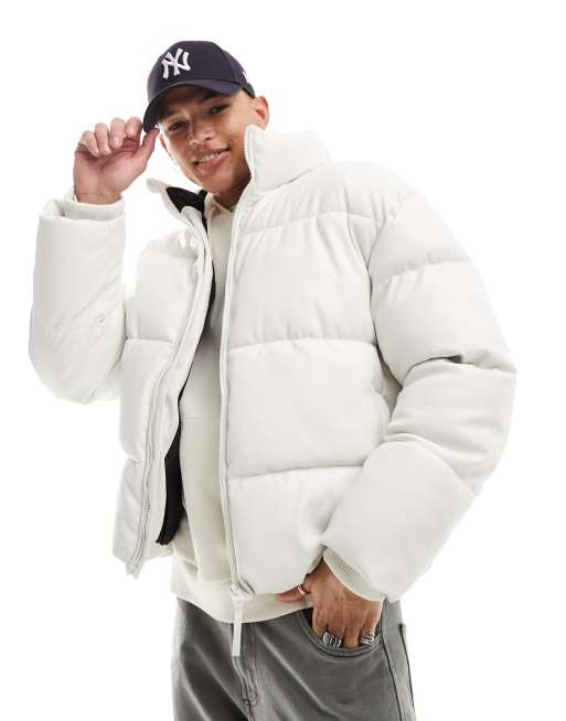 White sales leather puffer