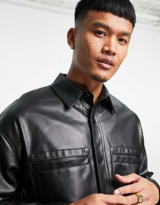 bershka leather shirt