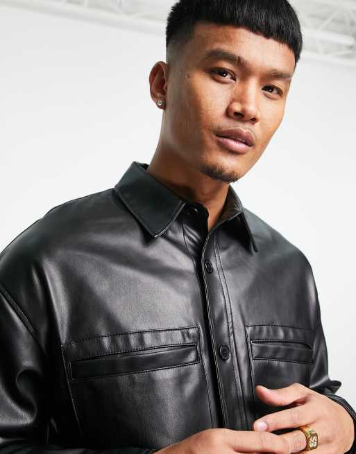 Bershka on sale leather shirt