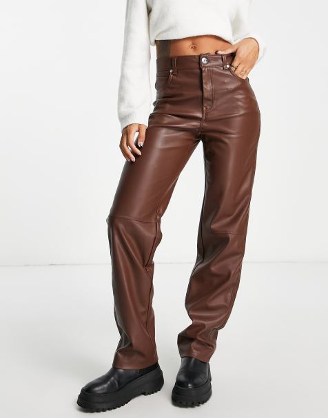 Brown Leather Trousers For Women | ASOS