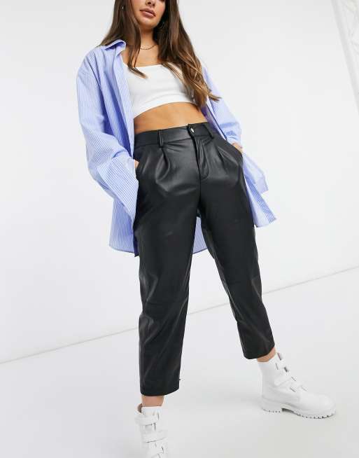 Bershka Faux Leather High Waisted Joggers (Stretchable Waist