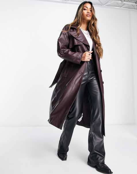 womens leather trench coat