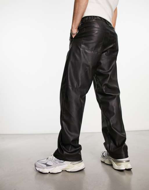 Bershka faux leather trouser in black ASOS