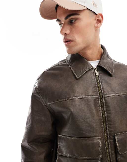 Bershka leather jacket mens online