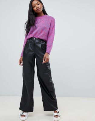 wide leg leather pants