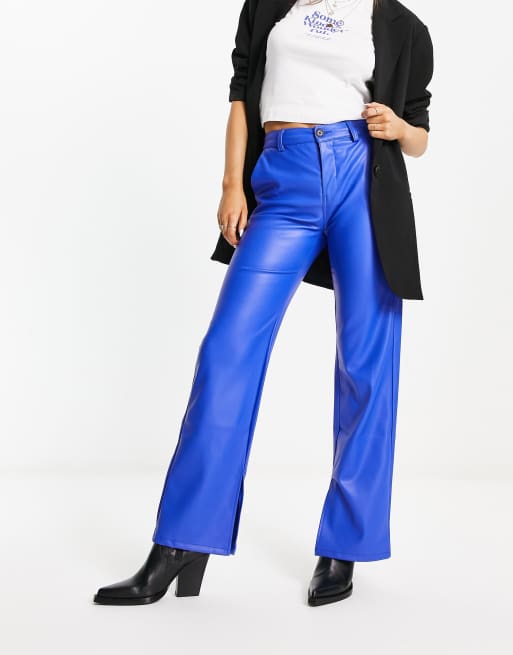 Blue faux sale leather trousers